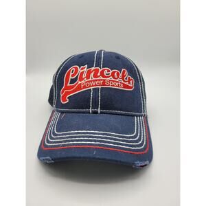 LINCOLN Power Sports Trucker Hat Ball Cap‎ ADJUSTABLE Distressed Mesh Back